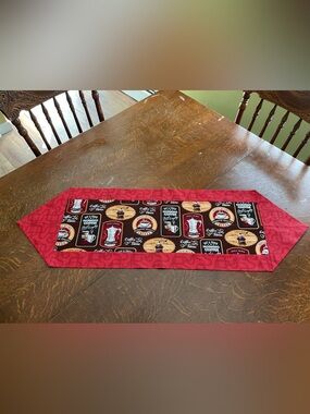 Handmade Reversible Table Runner - Coffee Themed